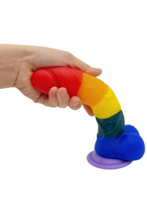 Gode ventouse multicolore réaliste avec testicules - YOJ-064